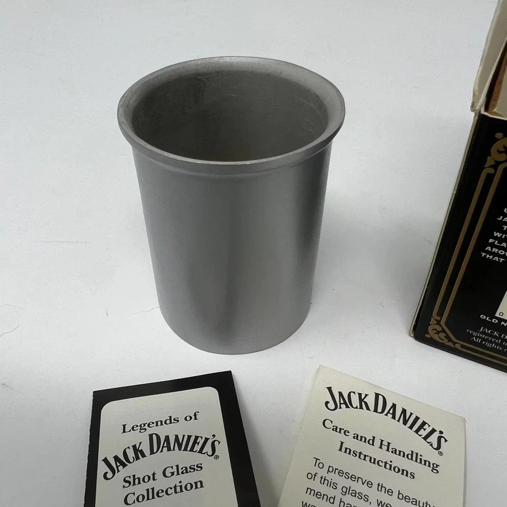Jack Daniels 2002 Legends‎ of JD Old No. 7 Black Label Pewter Shot Glass Box New